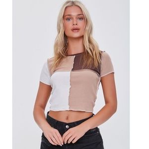 Forever 21 Women's Reworked Cropped Tee in Brown/Multi